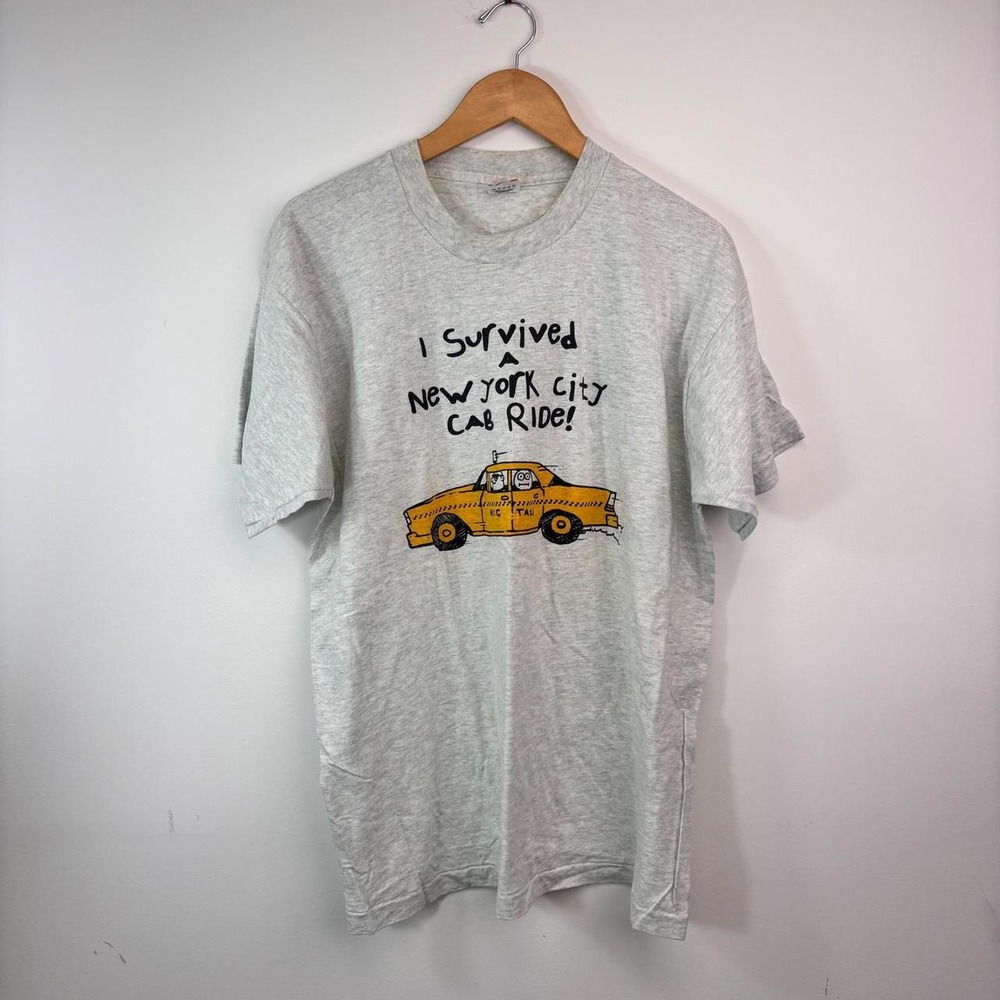 Vintage 1990s NYC Taxi Cab Ride Fruit of the Loom Graphic T-Shirt USA XL